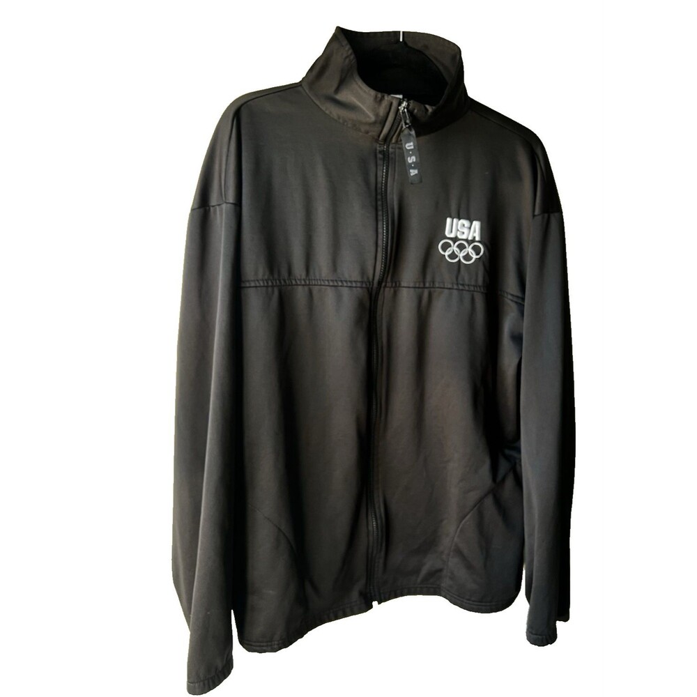 United States Olympic Committee Men's Black Track Jacket XXL Full Zip Polyester